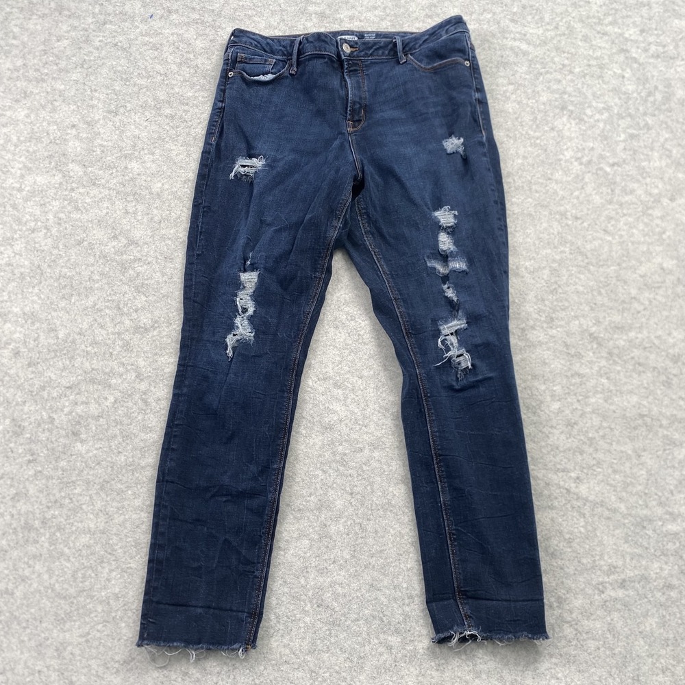 Old Navy Rockstar Super Skinny Jeans Womens 14 (32x25) Blue Distressed Stretch